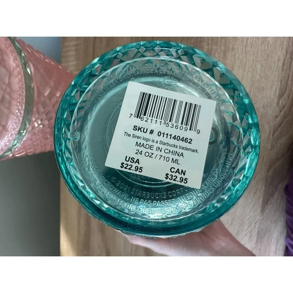 Starbucks 2023 Ombre Jeweled Studded Venti Cold Plastic Tumbler 24 oz Set of 2